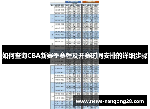 如何查询CBA新赛季赛程及开赛时间安排的详细步骤